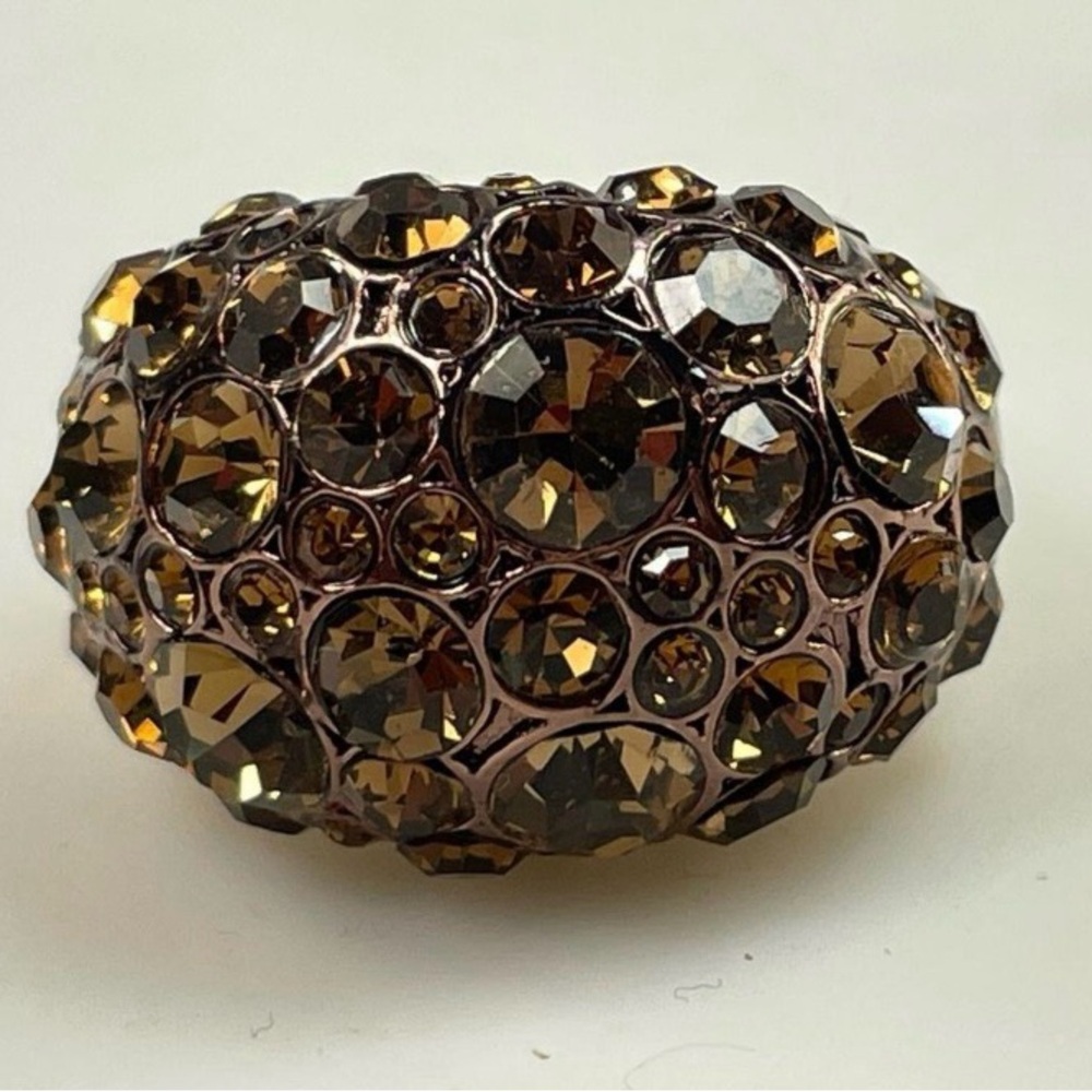 Bronze Tone FOSSIL Golden-Brown Glass Gems Domed Fashion Ring Size 7.25